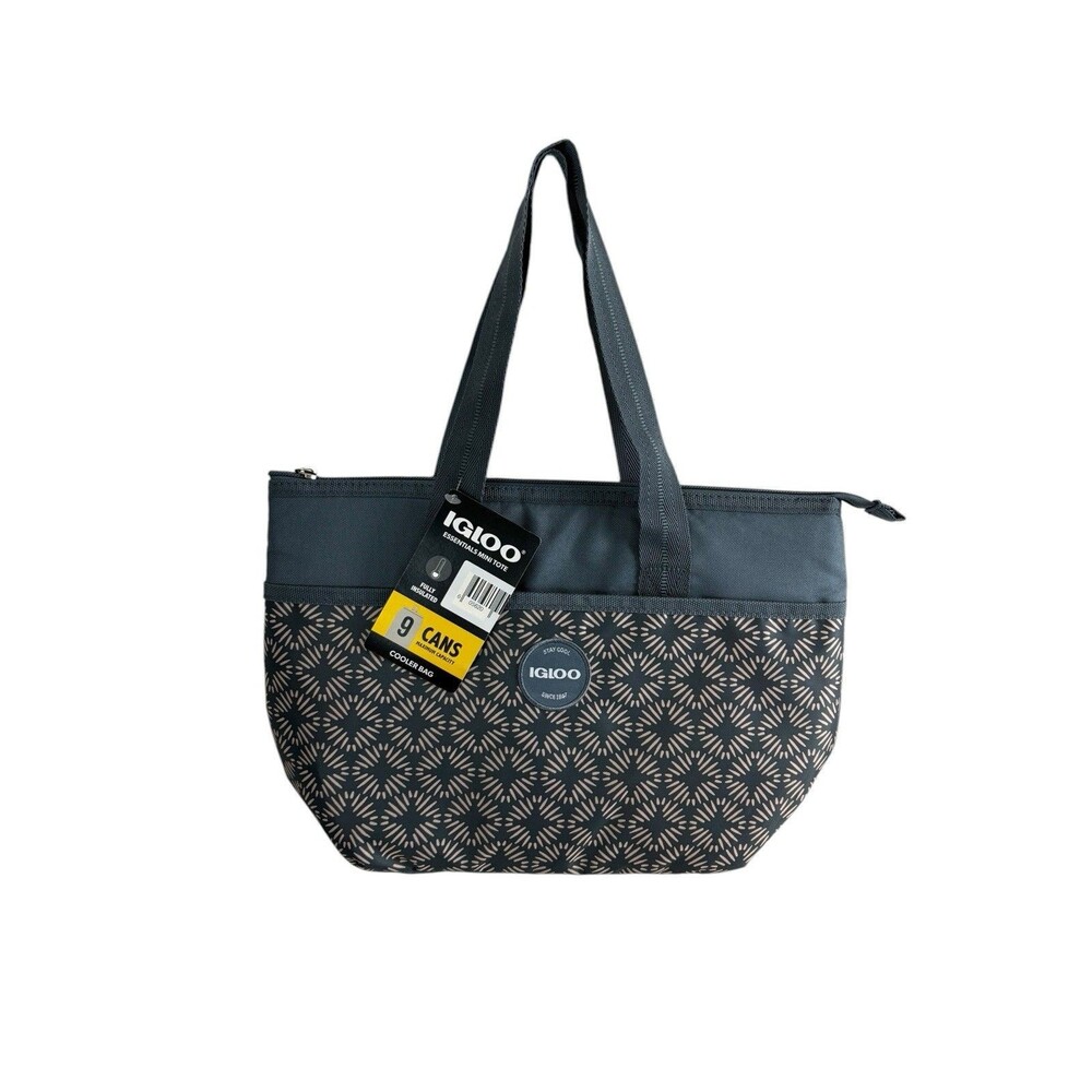 Igloo Mini Essential Tote Cooler Bag 9 Can Insulated Lunch Gray Starburst NEW